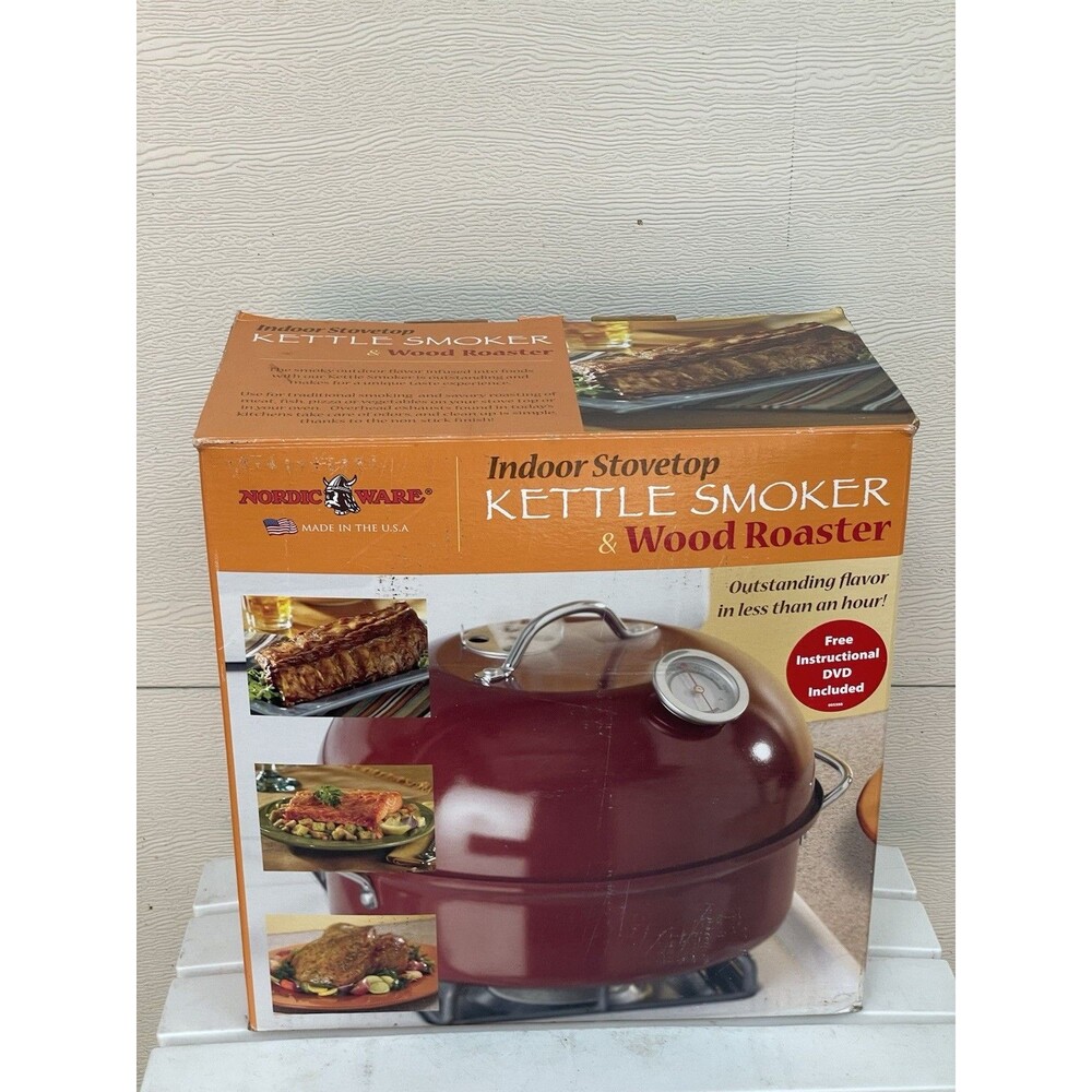 Nordic Ware Indoor & Outdoor Kettle Smoker 5 Natural Wood Chip Flavors New Boxed